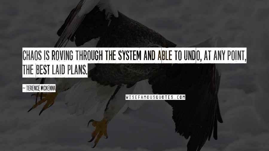 Terence McKenna Quotes: Chaos is roving through the system and able to undo, at any point, the best laid plans.