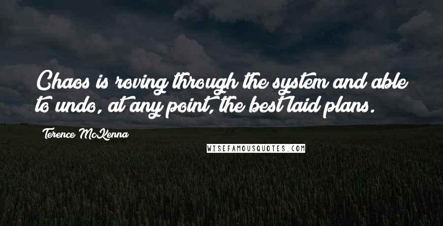 Terence McKenna Quotes: Chaos is roving through the system and able to undo, at any point, the best laid plans.