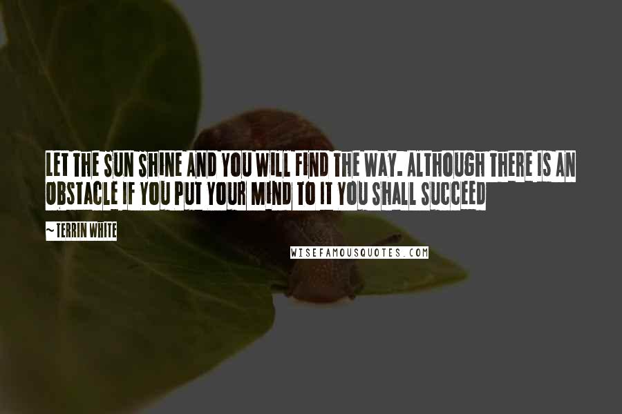 Terrin White Quotes: Let The Sun Shine And You Will Find The Way. Although There Is An Obstacle If You Put Your Mind To It You Shall Succeed