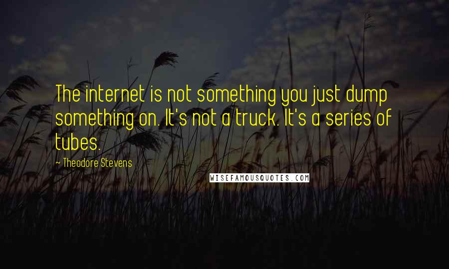 Theodore Stevens Quotes: The internet is not something you just dump something on. It's not a truck. It's a series of tubes.