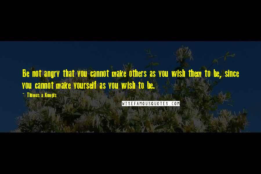 Thomas A Kempis Quotes: Be not angry that you cannot make others as you wish them to be, since you cannot make yourself as you wish to be.