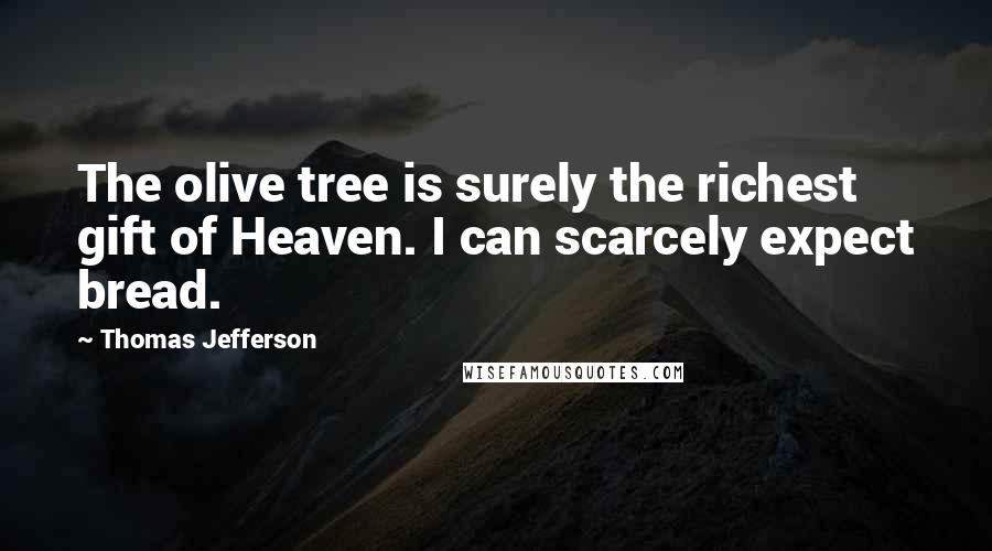 Thomas Jefferson Quotes: The olive tree is surely the richest gift of Heaven. I can scarcely expect bread.