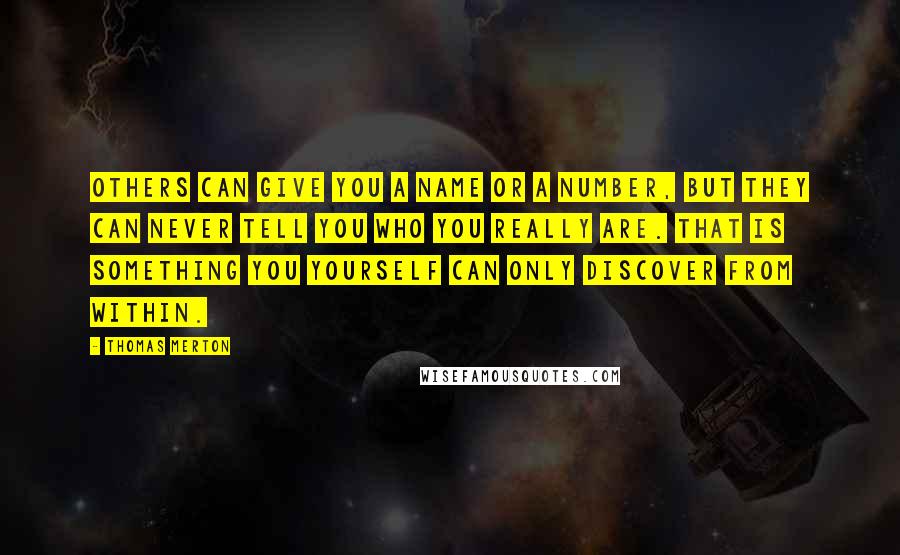 Thomas Merton Quotes: Others can give you a name or a number, but they can never tell you who you really are. That is something you yourself can only discover from within.