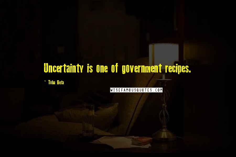 Toba Beta Quotes: Uncertainty is one of government recipes.