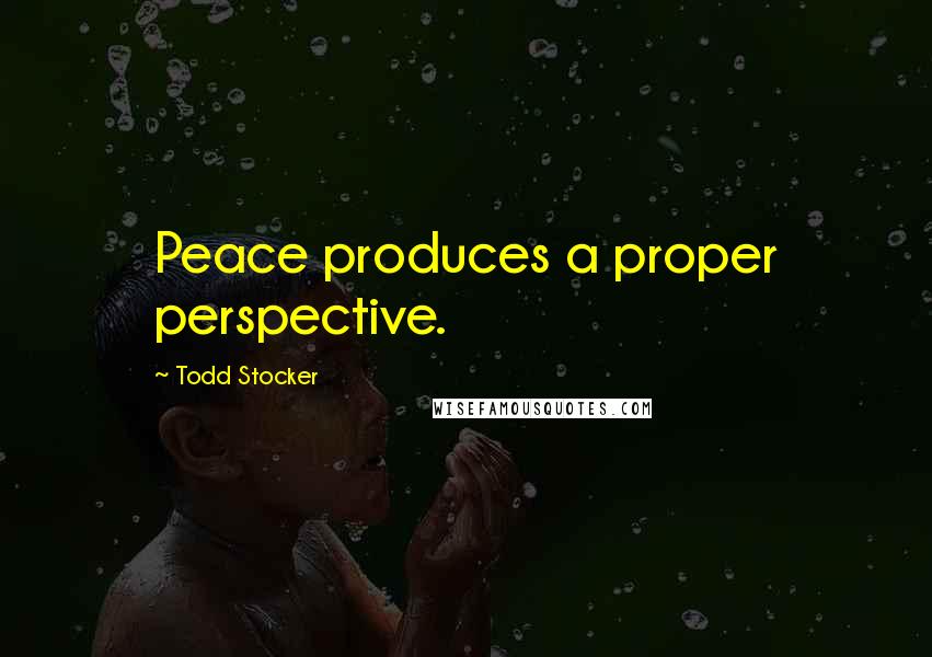 Todd Stocker Quotes: Peace produces a proper perspective.