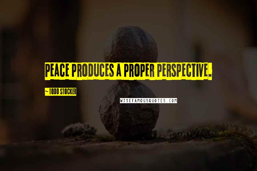 Todd Stocker Quotes: Peace produces a proper perspective.