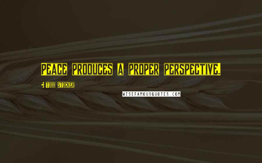 Todd Stocker Quotes: Peace produces a proper perspective.