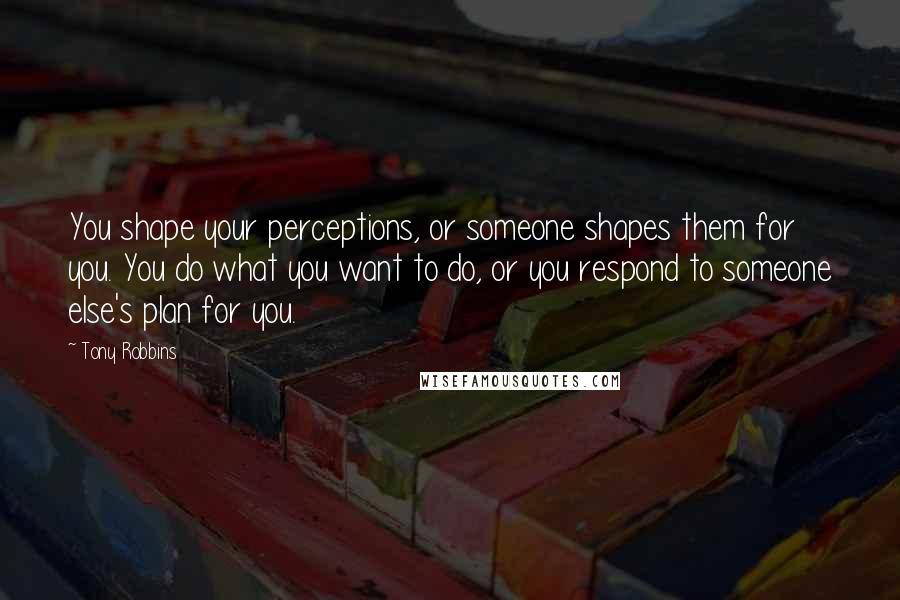 Tony Robbins Quotes: You shape your perceptions, or someone shapes them for you. You do what you want to do, or you respond to someone else's plan for you.