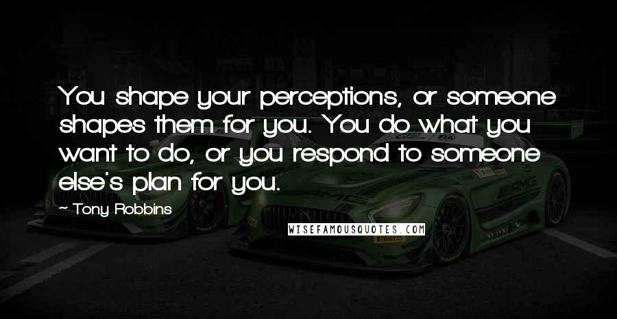 Tony Robbins Quotes: You shape your perceptions, or someone shapes them for you. You do what you want to do, or you respond to someone else's plan for you.