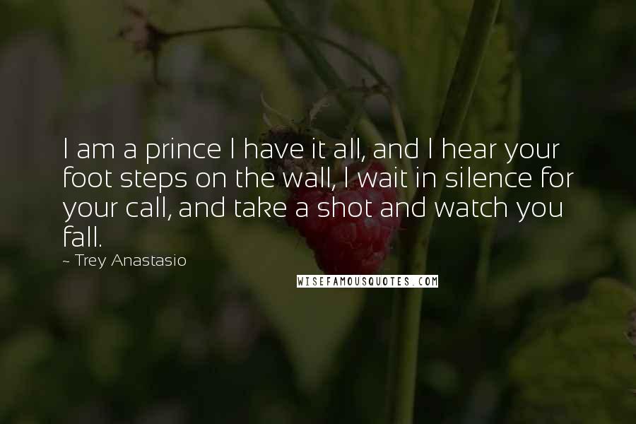 Trey Anastasio Quotes: I am a prince I have it all, and I hear your foot steps on the wall, I wait in silence for your call, and take a shot and watch you fall.