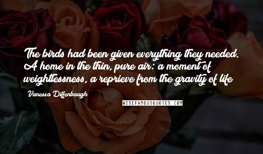 Vanessa Diffenbaugh Quotes: The birds had been given everything they needed. A home in the thin, pure air: a moment of weightlessness, a reprieve from the gravity of life