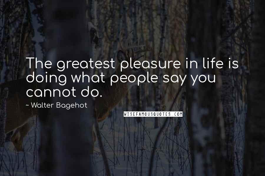 Walter Bagehot Quotes: The greatest pleasure in life is doing what people say you cannot do.