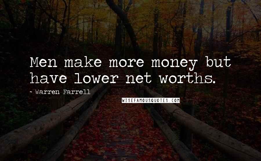 Warren Farrell Quotes: Men make more money but have lower net worths.