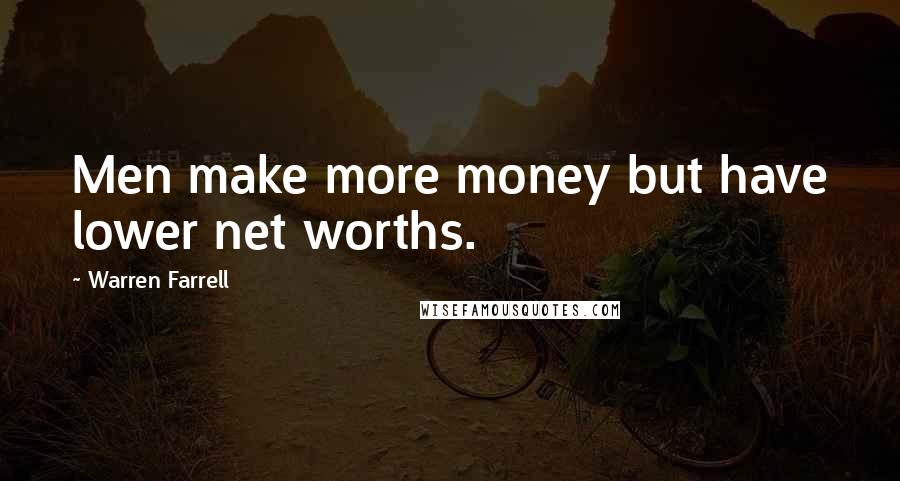 Warren Farrell Quotes: Men make more money but have lower net worths.