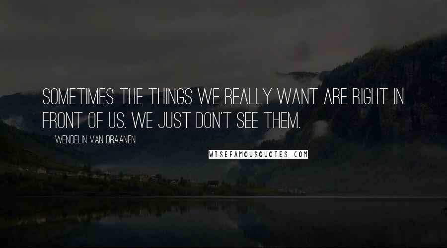 Wendelin Van Draanen Quotes: Sometimes the things we really want are right in front of us. We just don't see them.