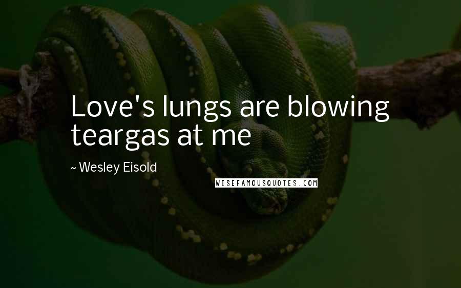 Wesley Eisold Quotes: Love's lungs are blowing teargas at me