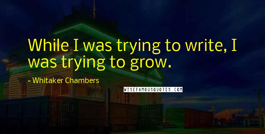 Whitaker Chambers Quotes: While I was trying to write, I was trying to grow.