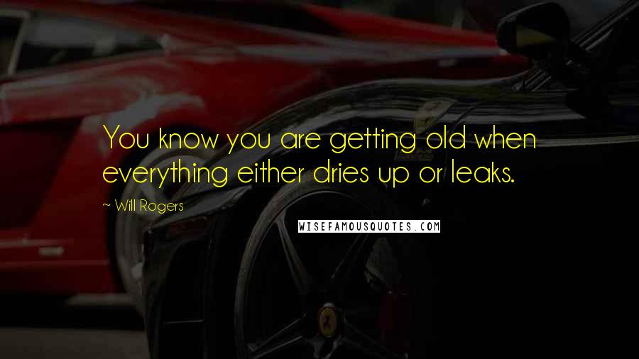 Will Rogers Quotes: You know you are getting old when everything either dries up or leaks.