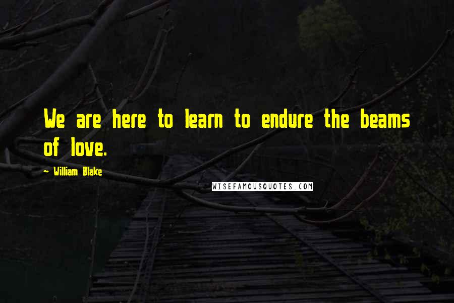 William Blake Quotes: We are here to learn to endure the beams of love.