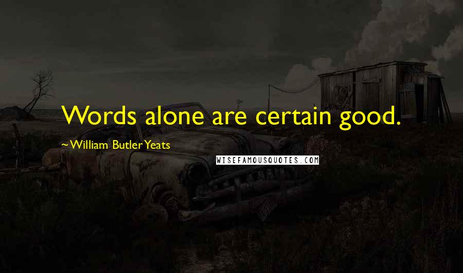 William Butler Yeats Quotes: Words alone are certain good.