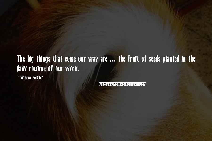 William Feather Quotes: The big things that come our way are ... the fruit of seeds planted in the daily routine of our work.