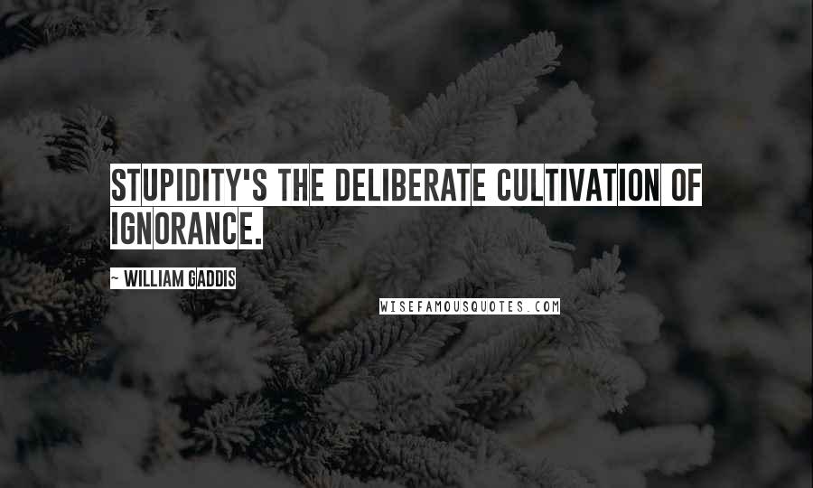 William Gaddis Quotes: Stupidity's the deliberate cultivation of ignorance.