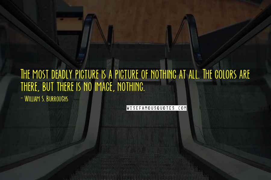 William S. Burroughs Quotes: The most deadly picture is a picture of nothing at all. The colors are there, but there is no image, nothing.