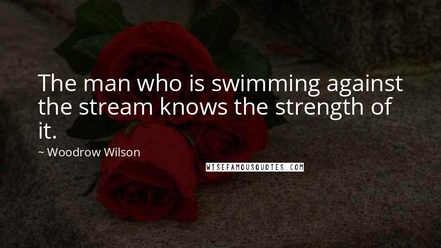 Woodrow Wilson Quotes: The man who is swimming against the stream knows the strength of it.