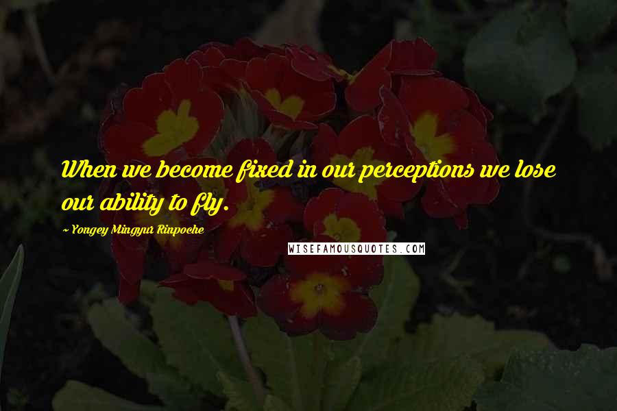 Yongey Mingyur Rinpoche Quotes: When we become fixed in our perceptions we lose our ability to fly.