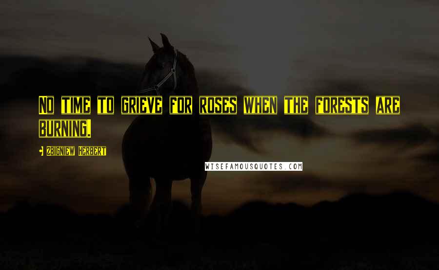 Zbigniew Herbert Quotes: No time to grieve for roses when the forests are burning.