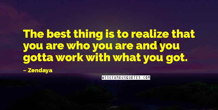 Zendaya Quotes: The best thing is to realize that you are who you are and you gotta work with what you got.